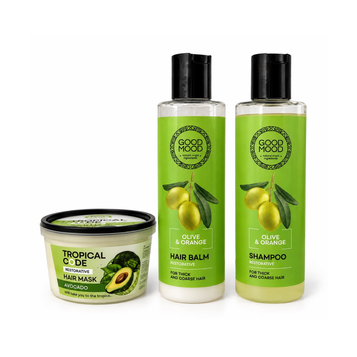 Atkūriamasis plaukų priežiūros rinkinys Olive & Orange | GOOD MOOD |