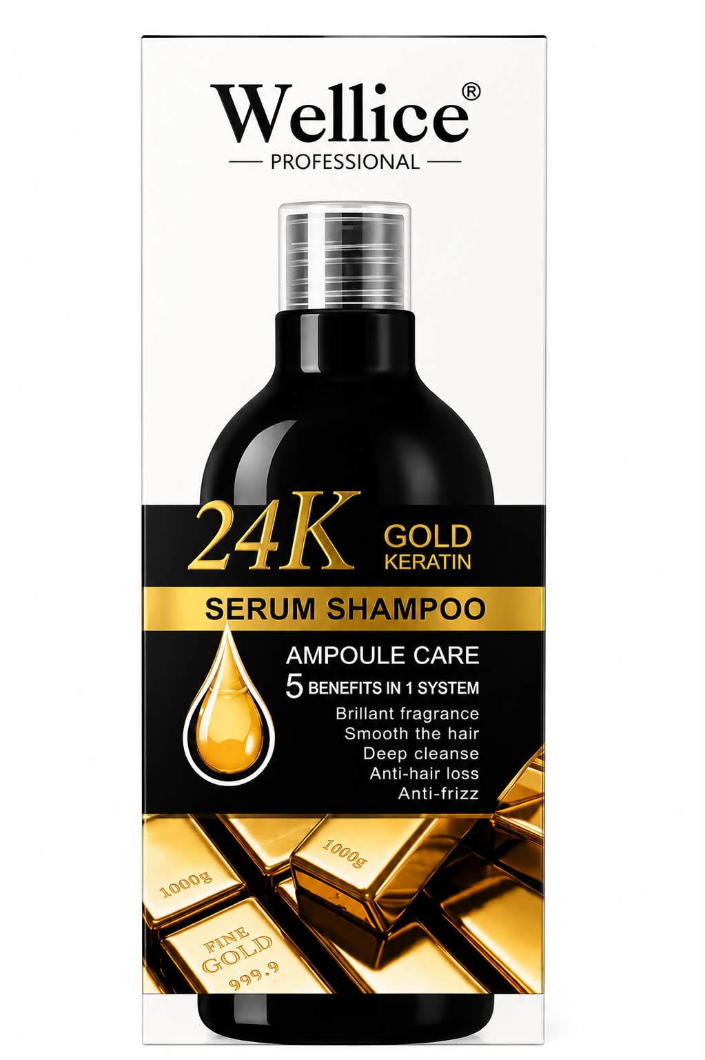 Wellice gold keratin šampūnas, 500g