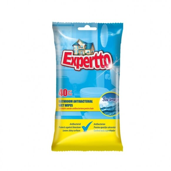 Antibakterinės drėgnosios servetėlės voniai EXPERTTO, 40 vnt