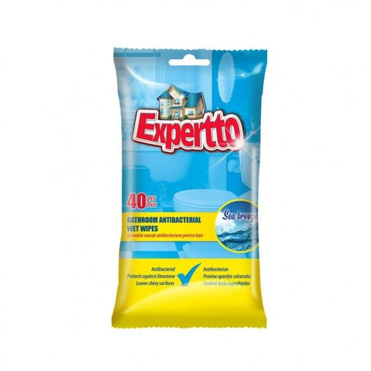 Antibakterinės drėgnosios servetėlės voniai EXPERTTO, 40 vnt